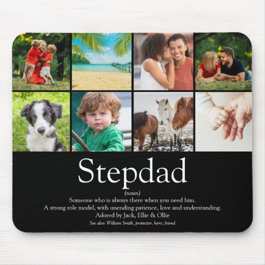 Stepfather Stepdad Definition 8 Foto Spaß Schwarz Mousepad (Vorne)