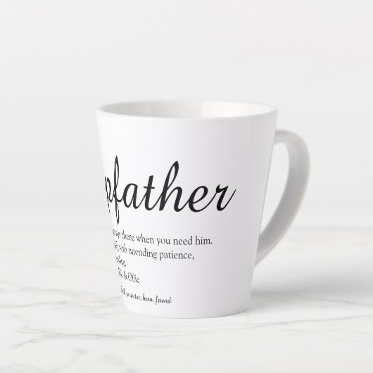 Stepfather, Stepdad Definition Chic Script Fun Milchtasse (Rechte Ecke)