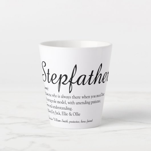 Stepfather, Stepdad Definition Chic Script Fun Milchtasse (Vorderseite)