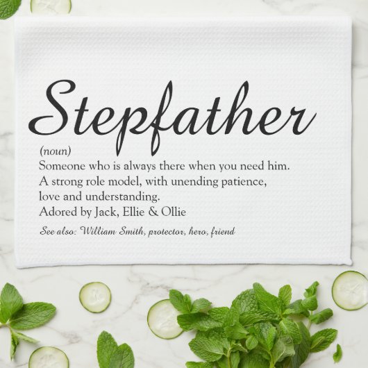 Stepfather, Stepdad Definition Elegantes Skript Geschirrtuch (Gefaltet)