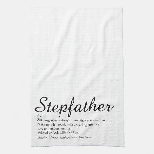 Stepfather, Stepdad Definition Elegantes Skript Geschirrtuch (Vertikal)