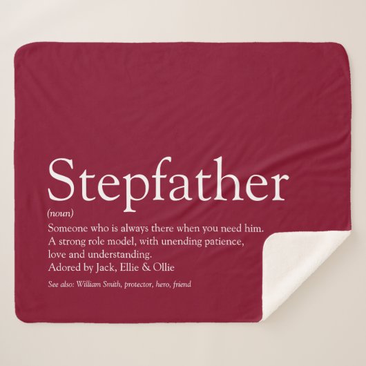 Stepfather, Stepdad Definition Fun Modern Burgund Sherpadecke (Vorderseite (Horizontal))