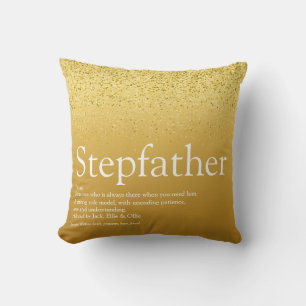 Stepfather, Stepdad Definition Gold Glitzer Kissen