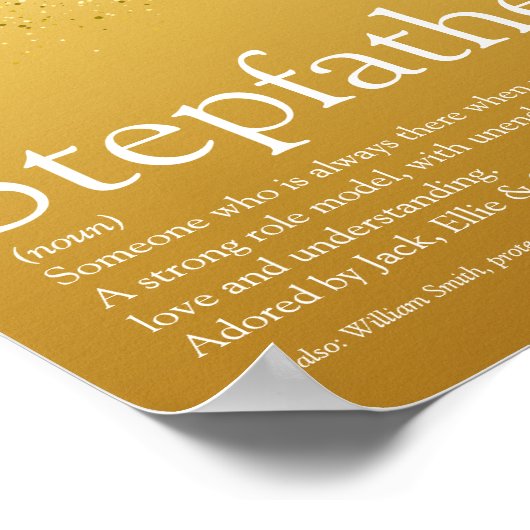 Stepfather, Stepdad Definition Gold Glitzer Poster (Ecke)