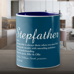 Stepfather, Stepdad Definition Modernes Skript Bla Zweifarbige Tasse