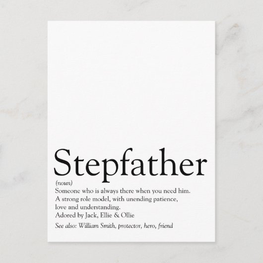 Stepfather, Stepdad Definition Postkarte (Vorderseite)