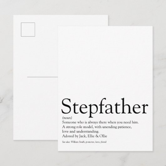Stepfather, Stepdad Definition Postkarte (Vorne/Hinten)