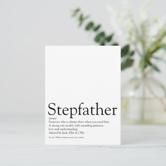 Stepfather, Stepdad Definition Postkarte (Stehend Vorderseite)