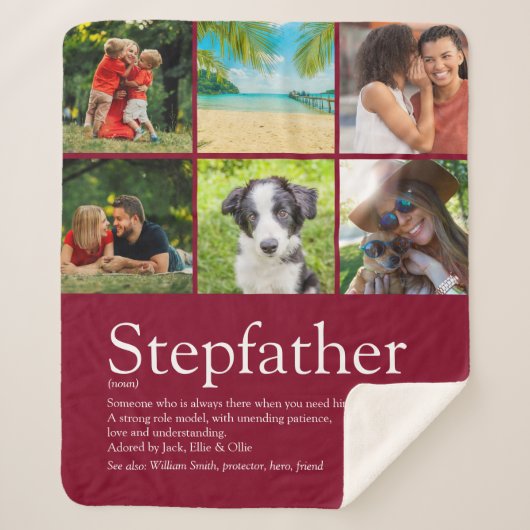 Stepfather Stepdad Fun Modern Foto Collage Sherpadecke (Vorderseite)