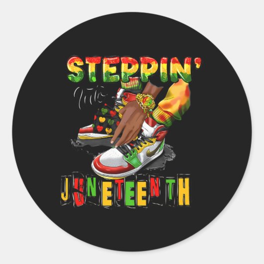Stepg Into Junenth African American Black Shoes Runder Aufkleber (Vorderseite)