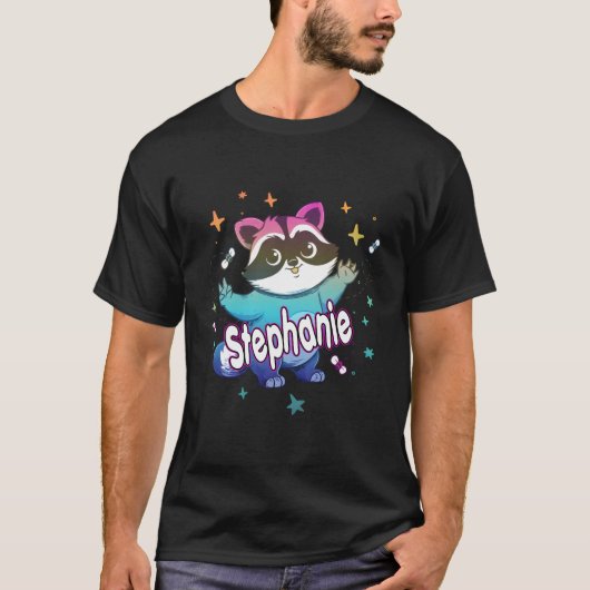 Stephanie Adorable Name With A Raccoon T-Shirt (Vorderseite)