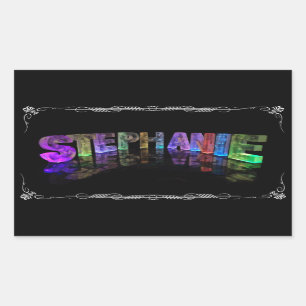 Stephanie - die Namensstephanie in 3D beleuchtet Rechteckiger Aufkleber