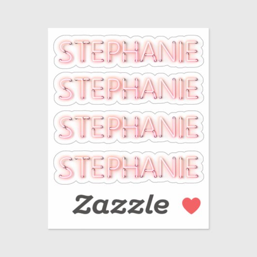 Stephanie Name in glühenden Neonlichtern Klassik R Aufkleber (Blatt)