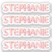 Stephanie Name in glühenden Neonlichtern Klassik R Aufkleber (Vorderseite)
