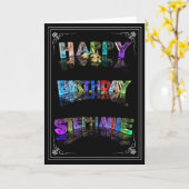 Stephanie - Name in Lights Grußkarte (Foto) Karte (Gelbe Blume)