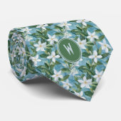 Stephanotis auf Blue Floral Krawatte (Gerollt)