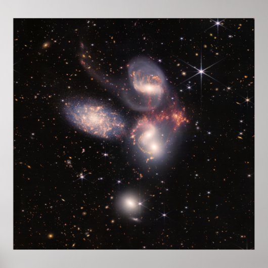 Stephans Quintet 5 Galaxies Deep Field James Webb Poster (Vorne)