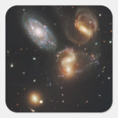 Stephans Quintet: Galaxie-Galaktische Trümmer Quadratischer Aufkleber (Vorderseite)