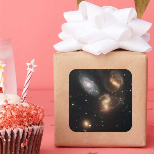 Stephans Quintet: Galaxie-Galaktische Trümmer Quadratischer Aufkleber (Party)