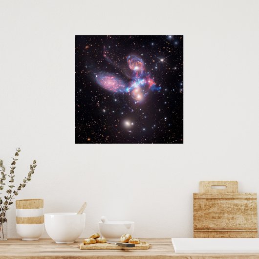 Stephans Quintet-Galaxien | Hubble & JWST Poster (Küche)