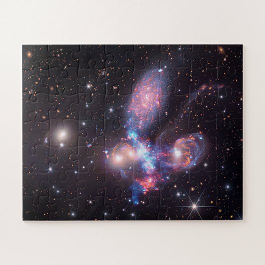 Stephans Quintet-Galaxien | Hubble & JWST Puzzle (Horizontal)