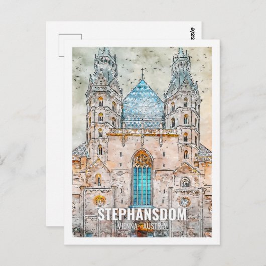 Stephansdom Wien Österreich Reisen Place Wasserfar Postkarte (Vorne/Hinten)