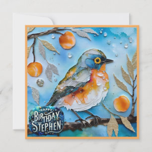 STEPHEN ~ Happy Birthday ~ Vogel in Obstbaum ~