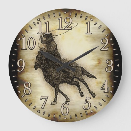 Stephen Roping Rodeo Cowboy Große Wanduhr (Vorderseite)
