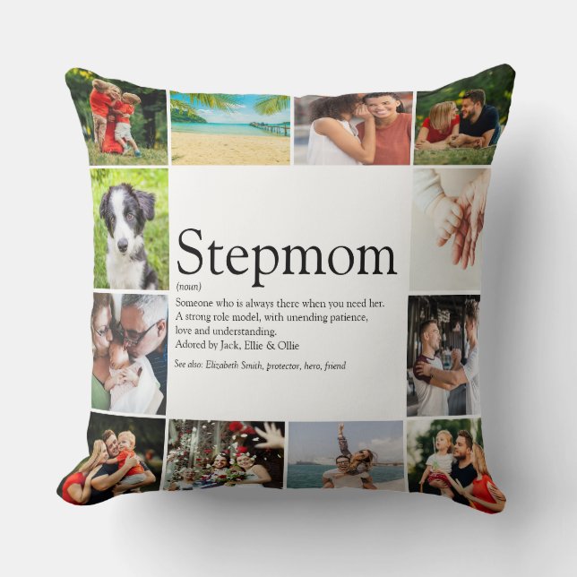 StepMom Bonus Mama Definition Foto Collage groß Kissen (Vorderseite)