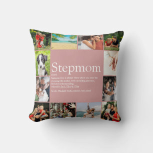 StepMom Definition Foto Collage Dusty Rose Pink Kissen
