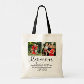 StepMom Script Quote Foto Tote Tag Tragetasche (Rückseite)