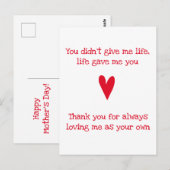 Stepmother 'Thank You' | Red Heart Mother's Day Postkarte (Vorne/Hinten)