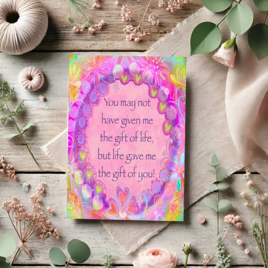 Stepmutter Bonus Mama Muttertag Hübsch Rosa Karte