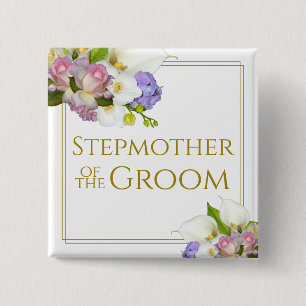 Stepmutter der Groom Elegant Blumenhochzeit Button
