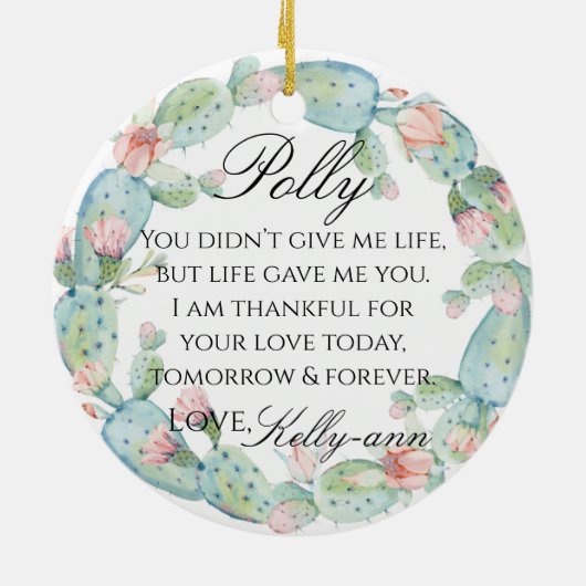 Stepmutter des Brautgeschenks Keramik Ornament (Hinten)