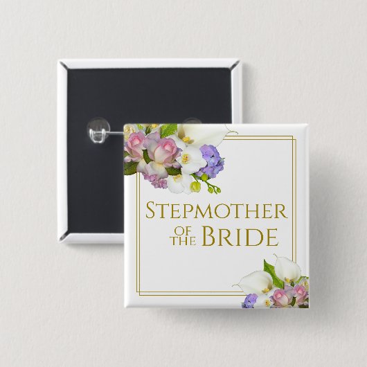 Stepmutter des "Bride Elegant Floral Cluster" Button (Vorne & Hinten)