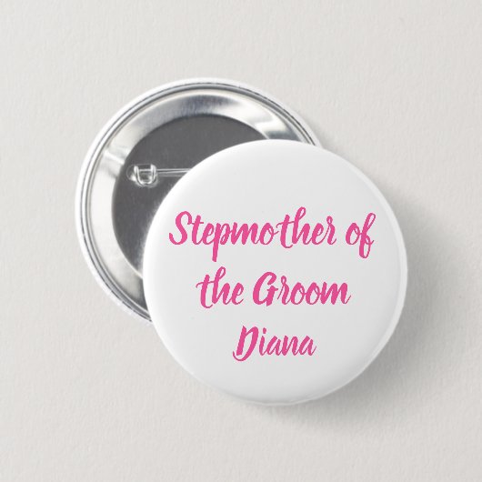 Stepmutter des Groom-Pink-Individuellen Namens Hoc Button (Vorne & Hinten)