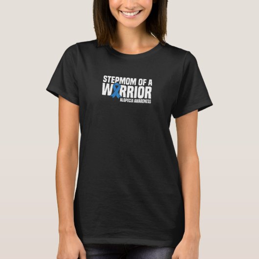 Stepmutter eines Warrior Blue Ribbon Alopecia Awar T-Shirt (Vorderseite)