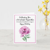 Stepmutter Happy August Geburtstag Lila Poppy Karte (Gelbe Blume)