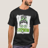 Stepmutter Messy Bun St Patrick's Day Irish Lucky T-Shirt (Vorderseite)
