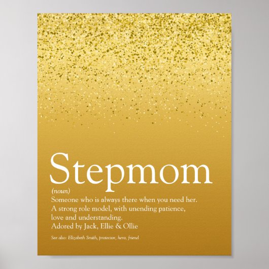 Stepmutter, Stepmutter Definition Gold Glitzer Poster (Vorne)