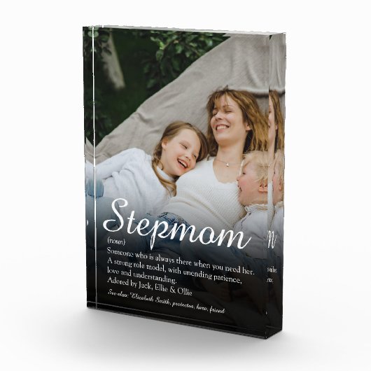 Stepmutter Stepmutter Moderne Elegante Skripte Fotoblock (Rechts)