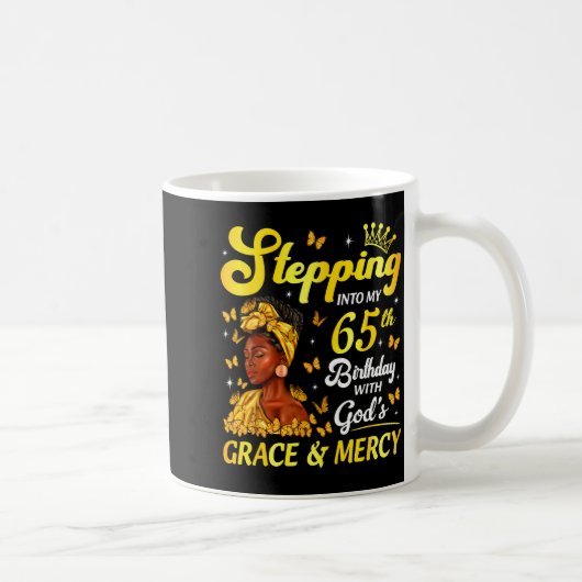 Stepng Into My 65th Birthday Christian Afro Women Kaffeetasse (Rechts)
