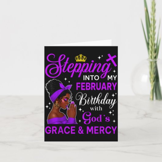 Stepng Into My February Birthday Black Afro Woman Karte (Vorderseite)