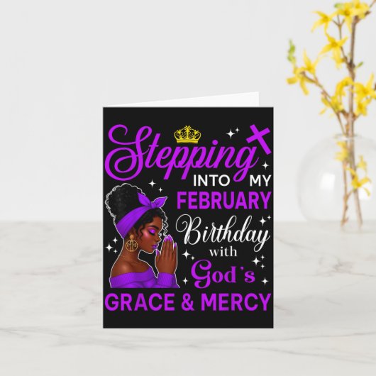 Stepng Into My February Birthday Black Afro Woman Karte (Gelbe Blume)