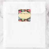 Steppdecke blockiert schwarzen Namensschild oder Quadratischer Aufkleber (Tasche)