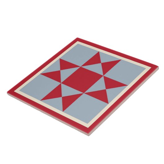 Steppdecke Trivet - Ohio-Stern (Scharlachrot/Grau) Fliese (Seite)