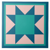 Steppdecke Trivet - Sägezahn-Stern (aquamarin) Fliese (Vorderseite)