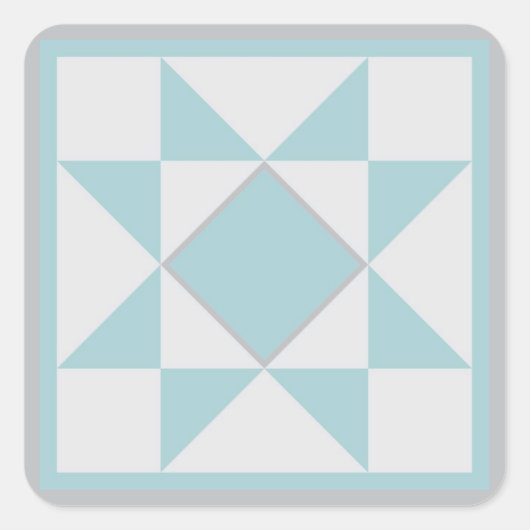 Steppdecken-Aufkleber - Stern (blau/Grau) Quadratischer Aufkleber (Vorderseite)
