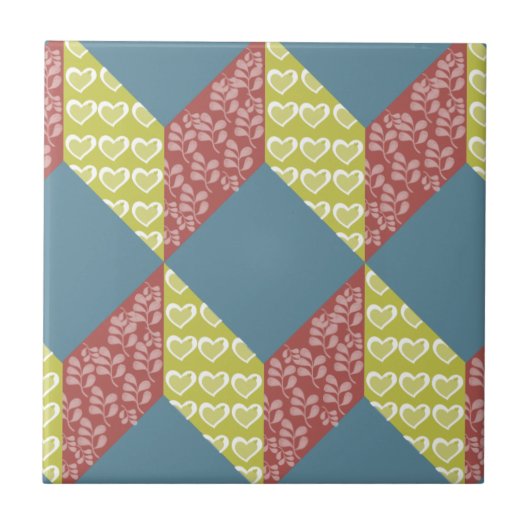 Steppdecken-Baby-Block-Muster in den Retro Farben Fliese (Vorderseite)